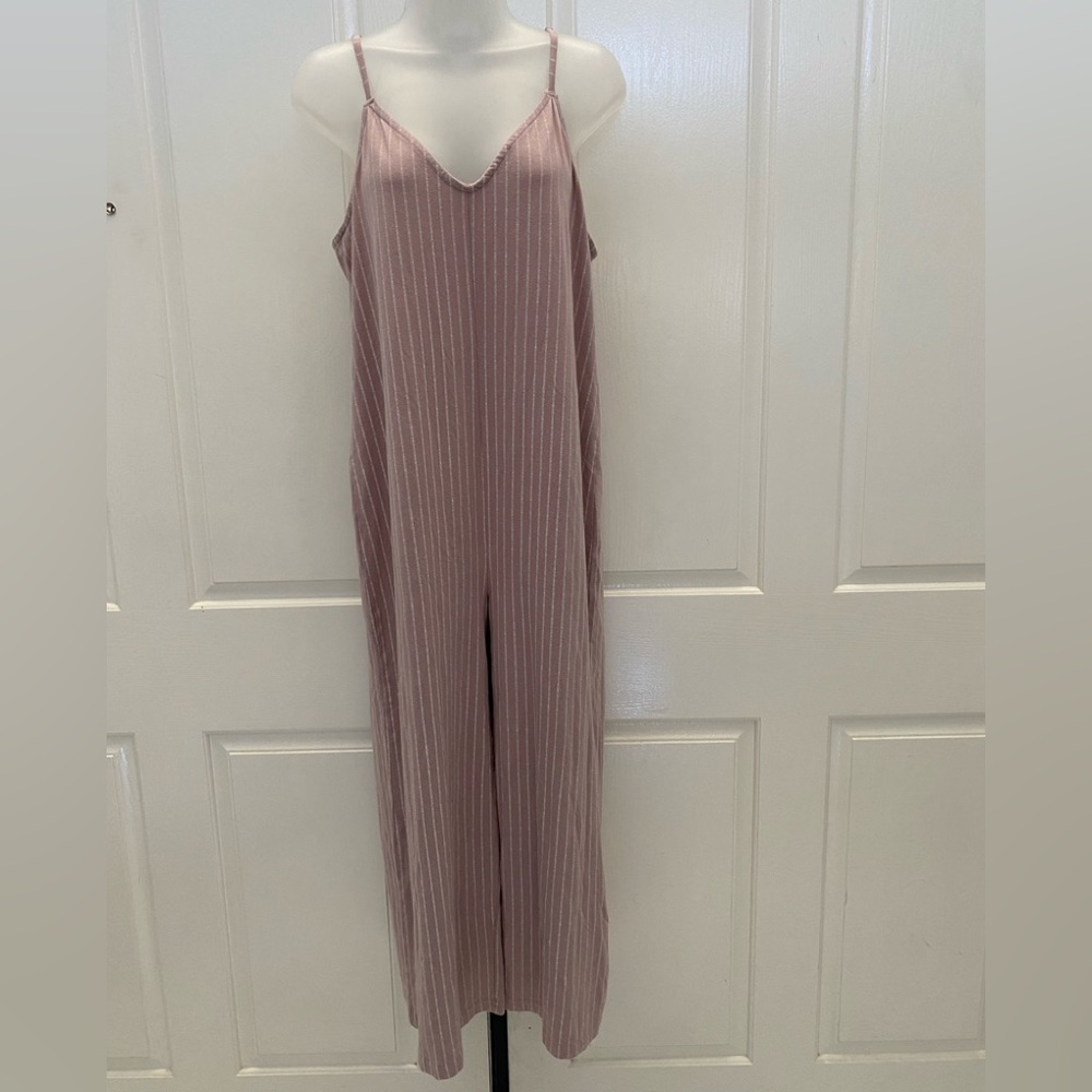 RVCA Mauve Striped Jumpsuit Sz L